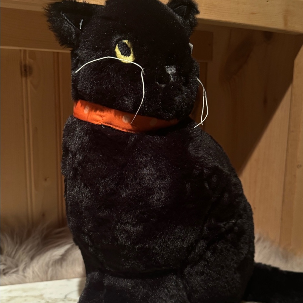 Black cat Halloween pillow